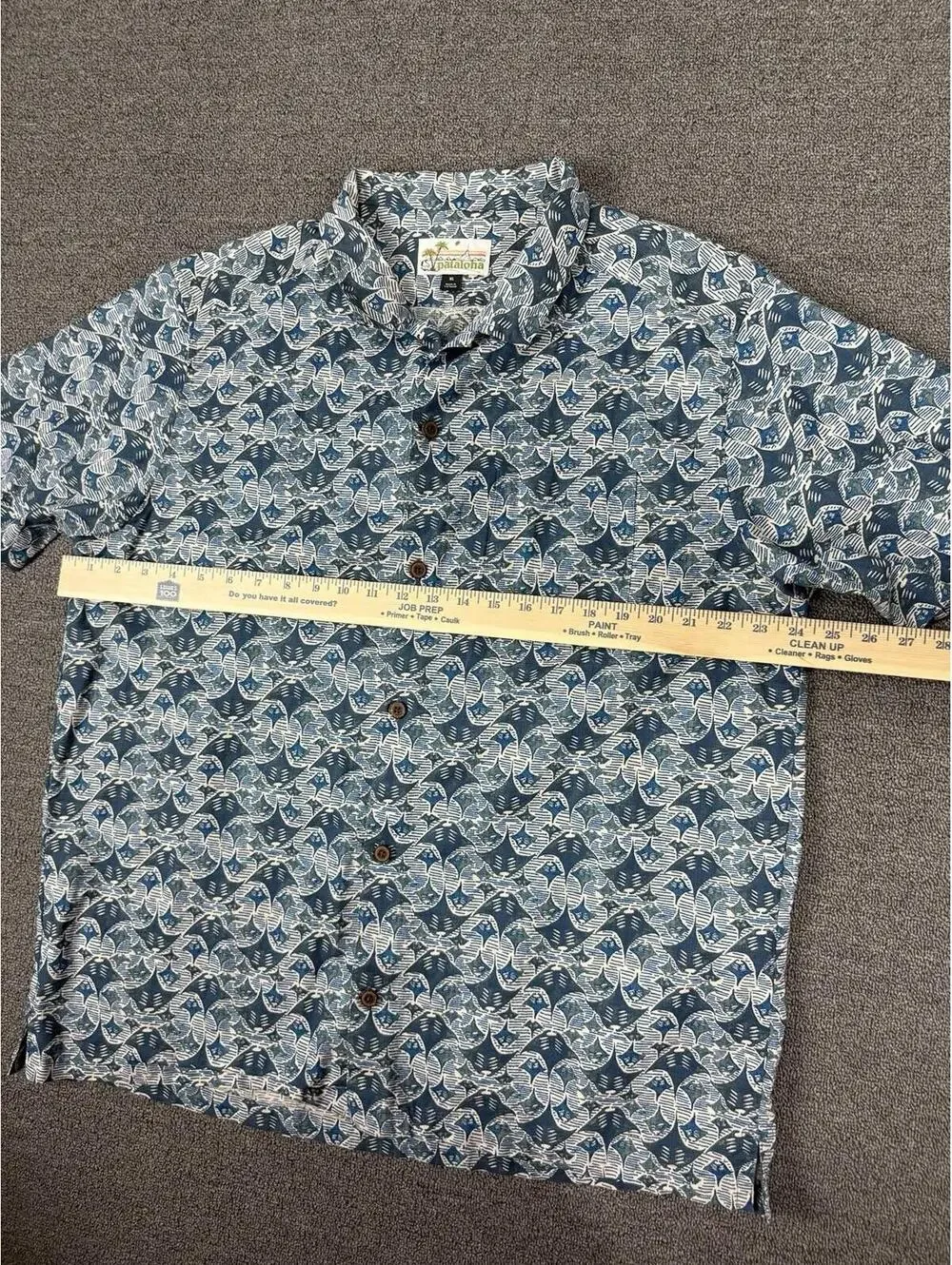 Patagonia Pataloha Men's XL Short Sleeve Hawaiian Shirt Blue Stingray Pattern - Picture 6 of 9